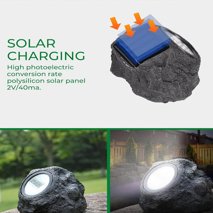 Solar Powered LED Rock Light Solar Powered LED Spotlight Faux Stone for Pathway Landscape Garden Outdoor Patio Yard (1 Pc) Mihikart