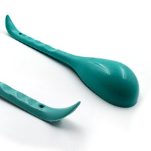 Plastic serving spoon for easy use.