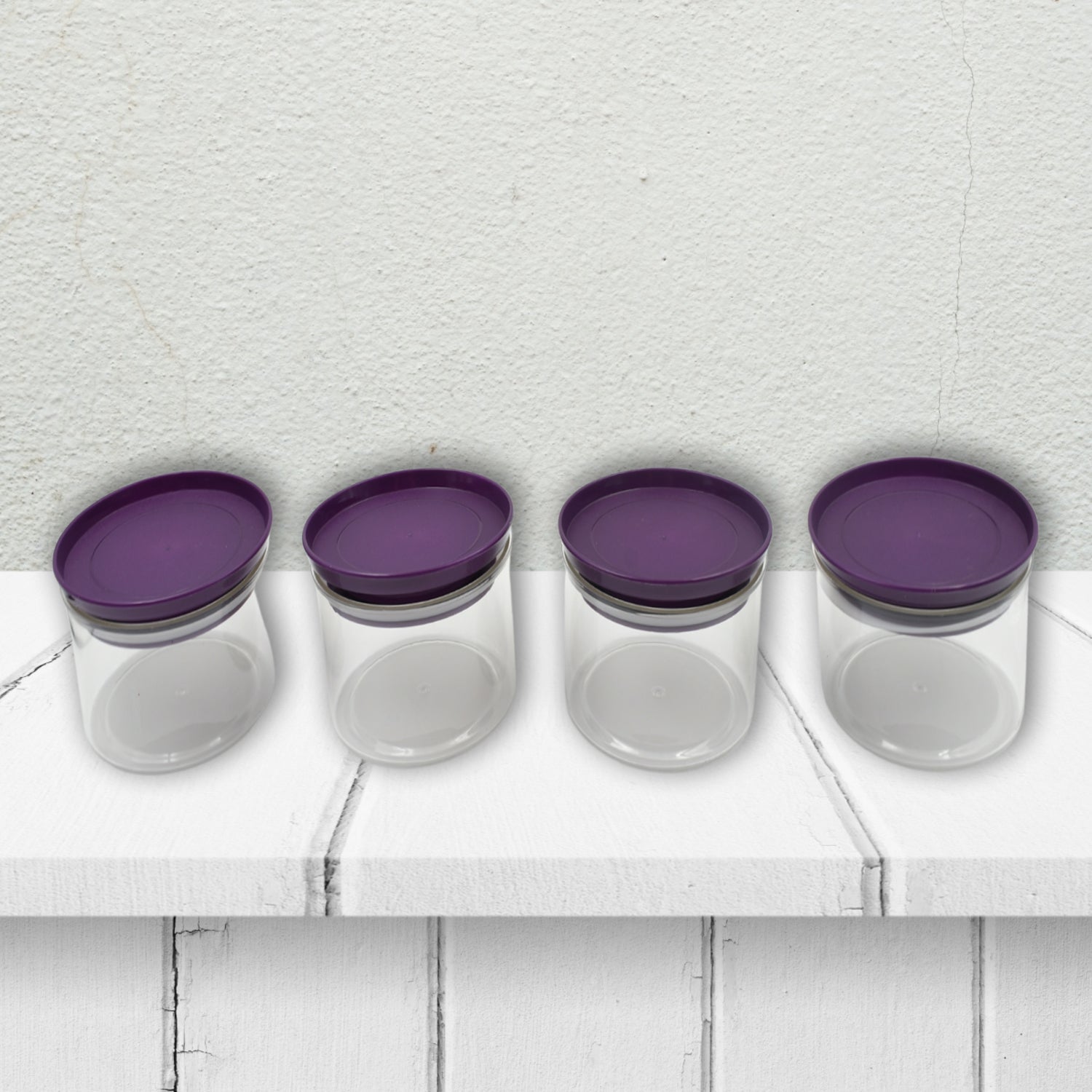 Airtight Plastic 4 Pc Storage Container Set, With Tray Dry Fruit Plastic Storage Container Tray Set With Lid & Serving Tray For Kitchen Mihikart