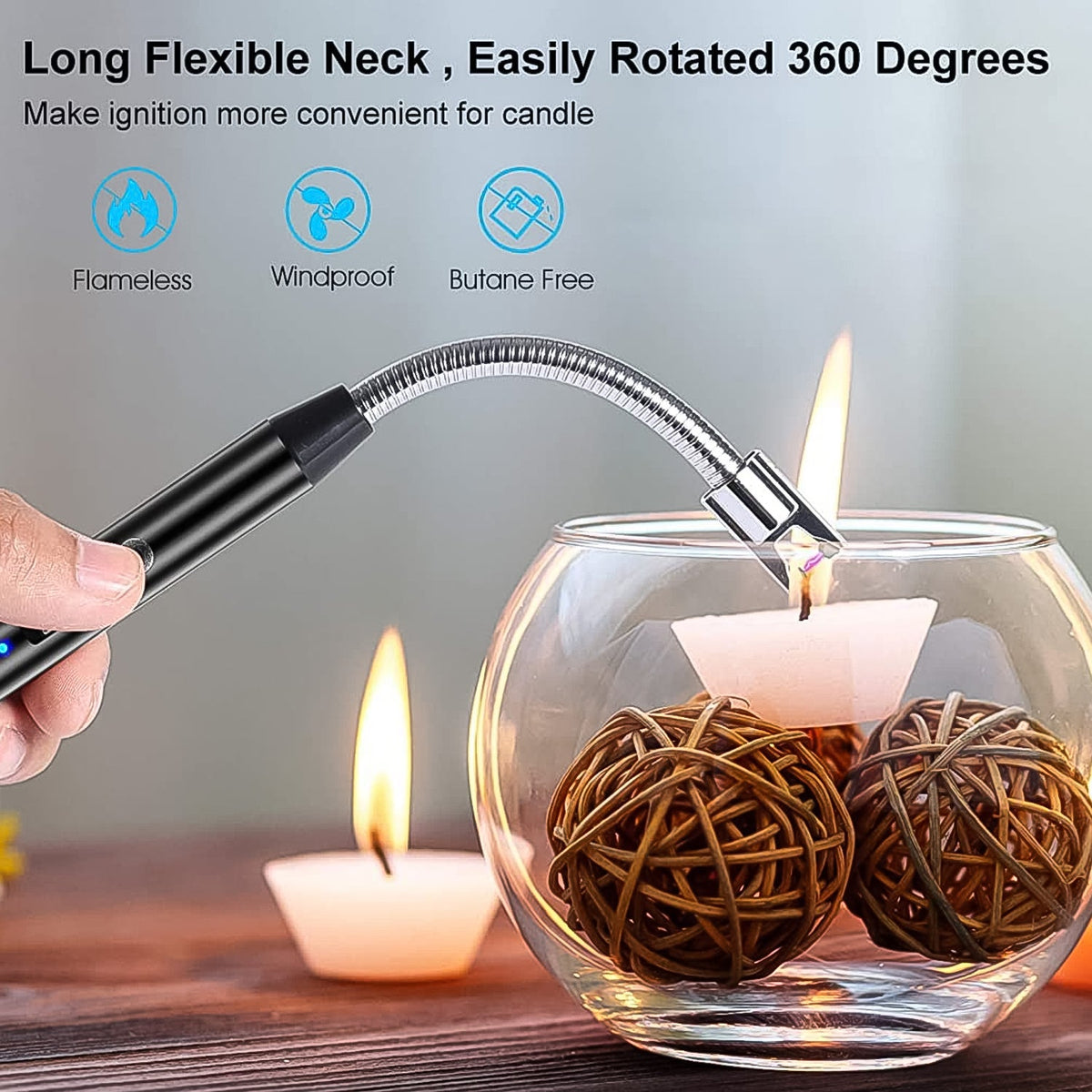 Lighter Long Flexible Electric Arc USB Rechargeable Windproof Flameless Electronic Smoking Plasma Lighters - mihikart.com Home & Kitchen