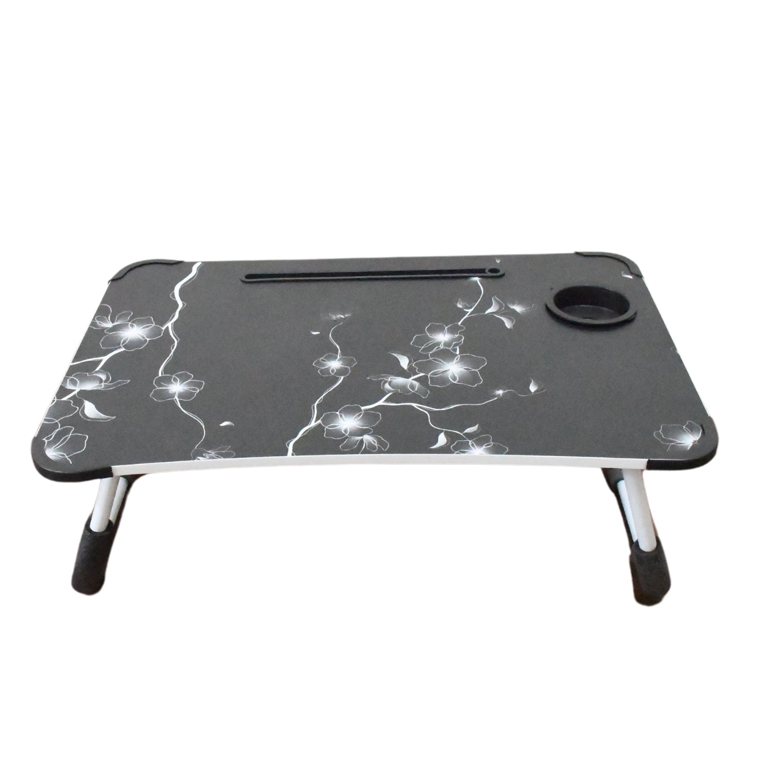 Laptop Table Foldable Portable Notebook Bed Lap Desk Tray Stand Reading Holder with Coffee Cup Slot for Breakfast, Reading & Movie Watching. - mihikart.com