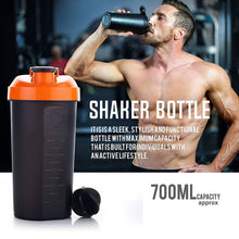 Protein shaker bottle with storage for gym workouts