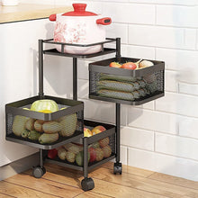 Metal High Quality Kitchen Trolley Kitchen Organizer Items and Kitchen Accessories Items for Kitchen Rack Square Design for Fruits & Vegetable Onion Storage Kitchen Trolley with Wheels (3 Layer)