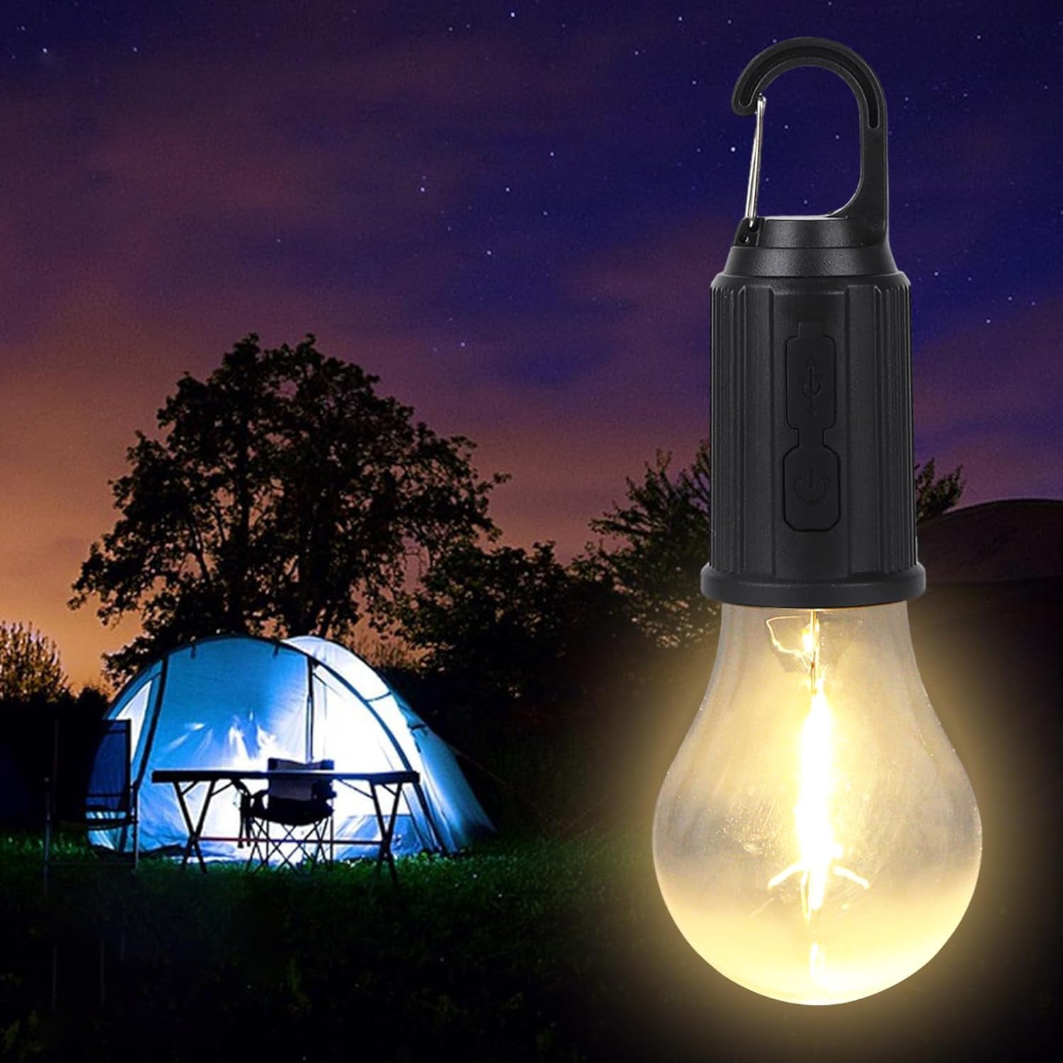 Rechargeable Camping Lights for Tents LED Camping Tent Lantern 3 Lighting Modes Tent Lamp Portable Emergency Camping Lights with Clip Hook for Camping Hiking Fishing, Backpacking (1 Pc) - mihikart.com Garden & Outdoors