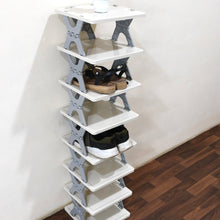 Collapsible shoe rack, fits in narrow spaces