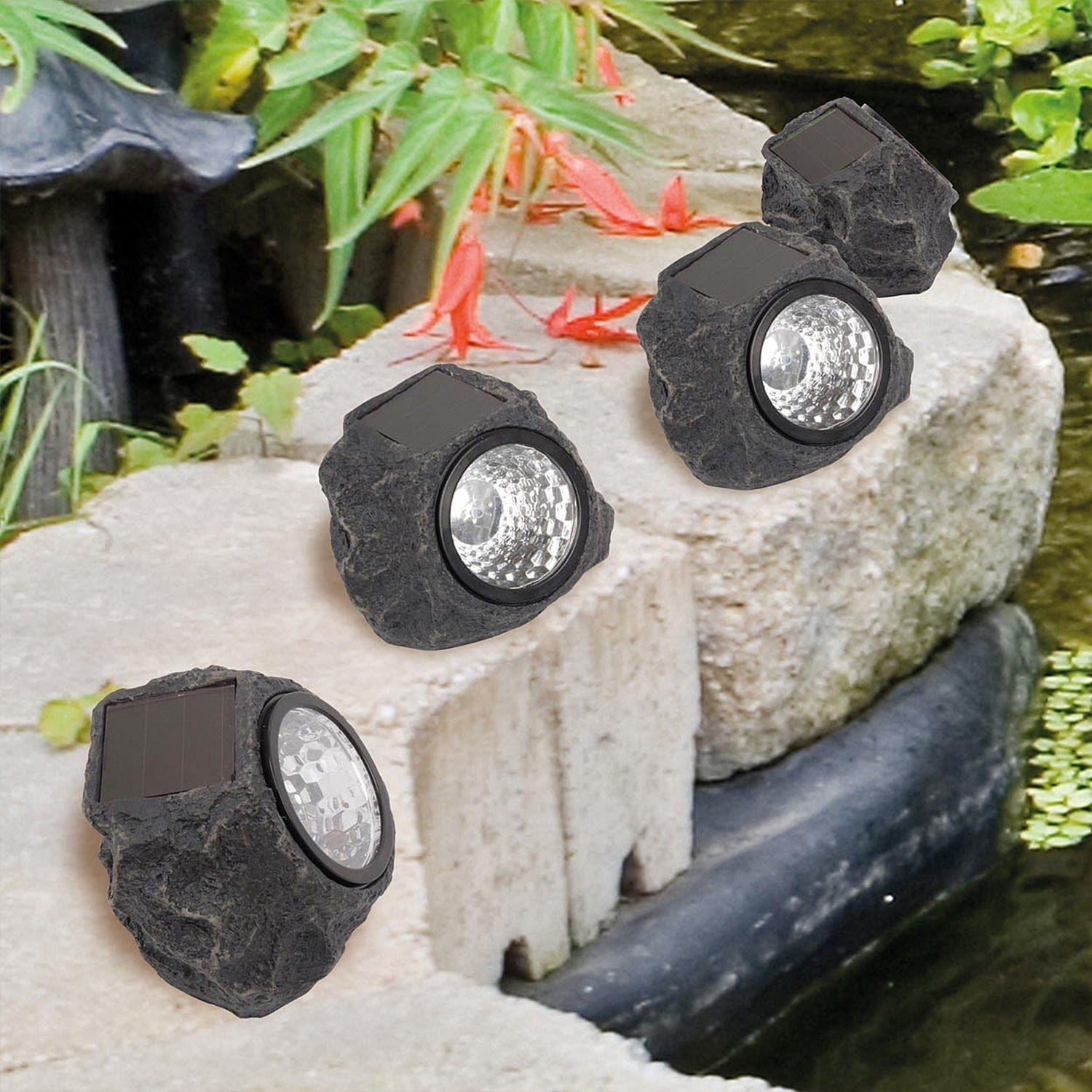 Solar Powered LED Rock Light Solar Powered LED Spotlight Faux Stone for Pathway Landscape Garden Outdoor Patio Yard (1 Pc) Mihikart
