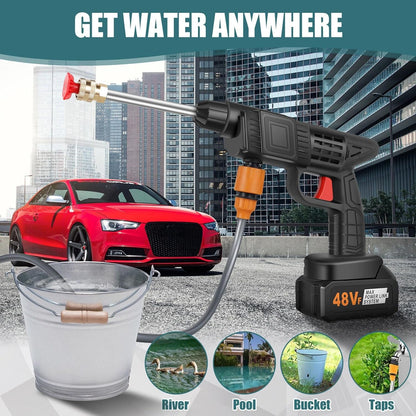 48V Car Washer Gun Wireless High Pressure Washer Water Spray Gun, Car washing Kit Mihikart