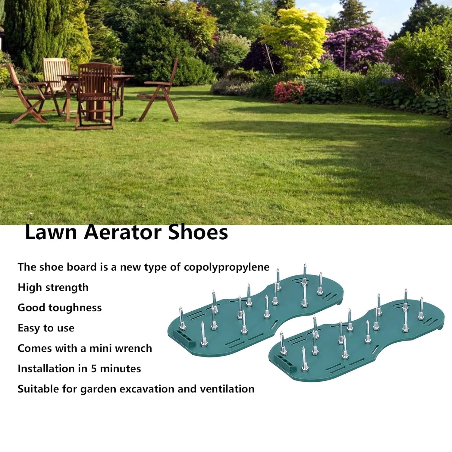 Lawn Aerator Sandals, Garden Grass Aerator Spiked Sandals Green Studded Shoes for Yard Patio Garden Excavation Mihikart