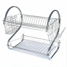 2-layer stainless steel plate and cutlery rack for kitchen use