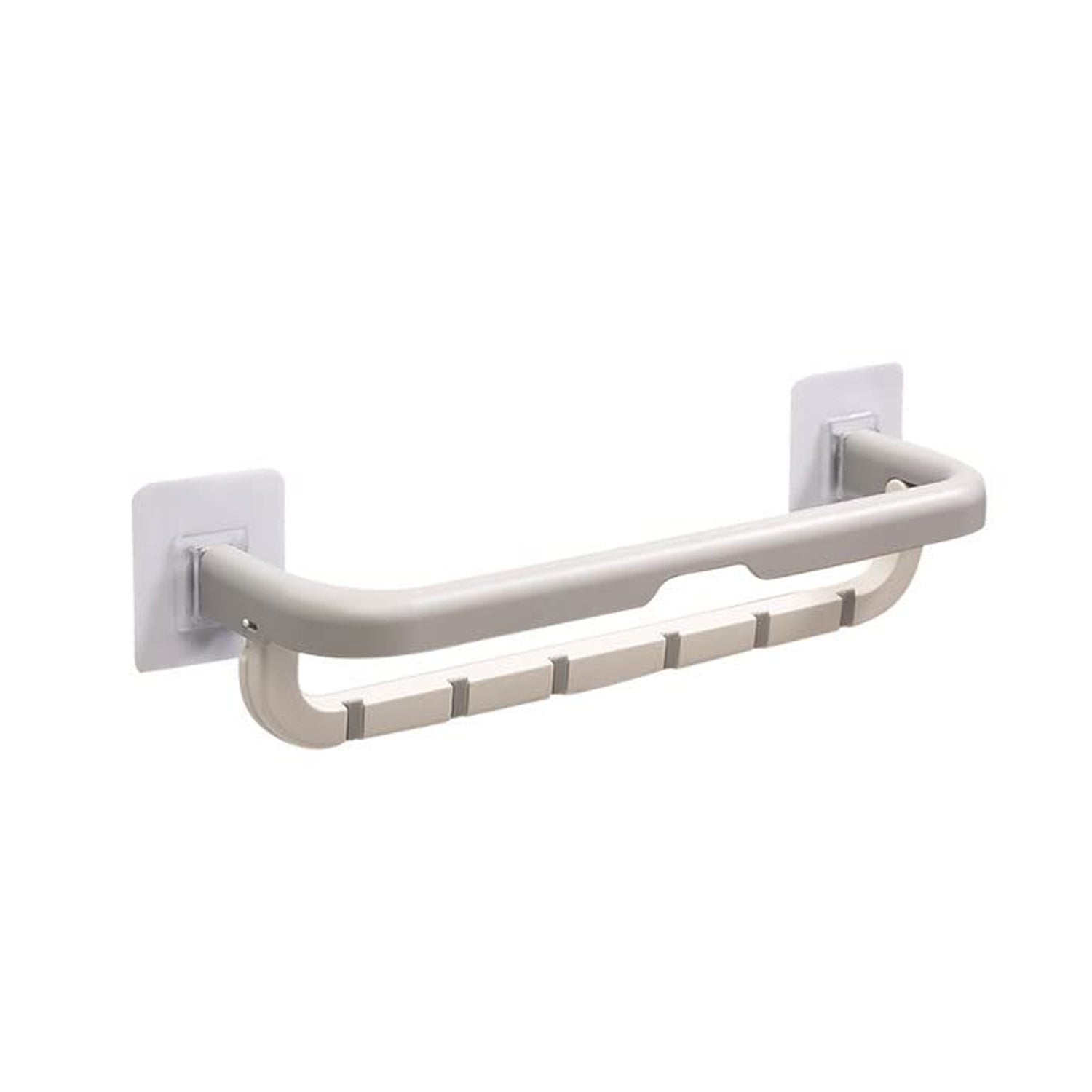 Wall Mounted Double Bar Towel Holder with Hooks | Multifunctional Adjustable Towels Rack for Kitchen / Bathroom | Folding Towel Shelf - mihikart.com