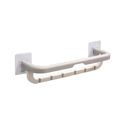 Wall Mounted Double Bar Towel Holder with Hooks | Multifunctional Adjustable Towels Rack for Kitchen / Bathroom | Folding Towel Shelf - mihikart.com