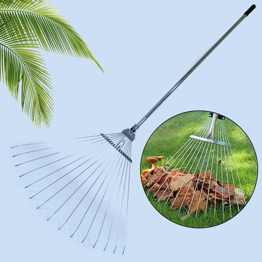 115-152 CM Rake for Gardening, Stainless Steel Telescopic Garden Rake for Quick Clean Up of Lawn and Yard, Adjustable Rake Claws Spacing Garden Broom with Long Handle for Clean Leaves (MOQ :- 12 pc) Mihikart