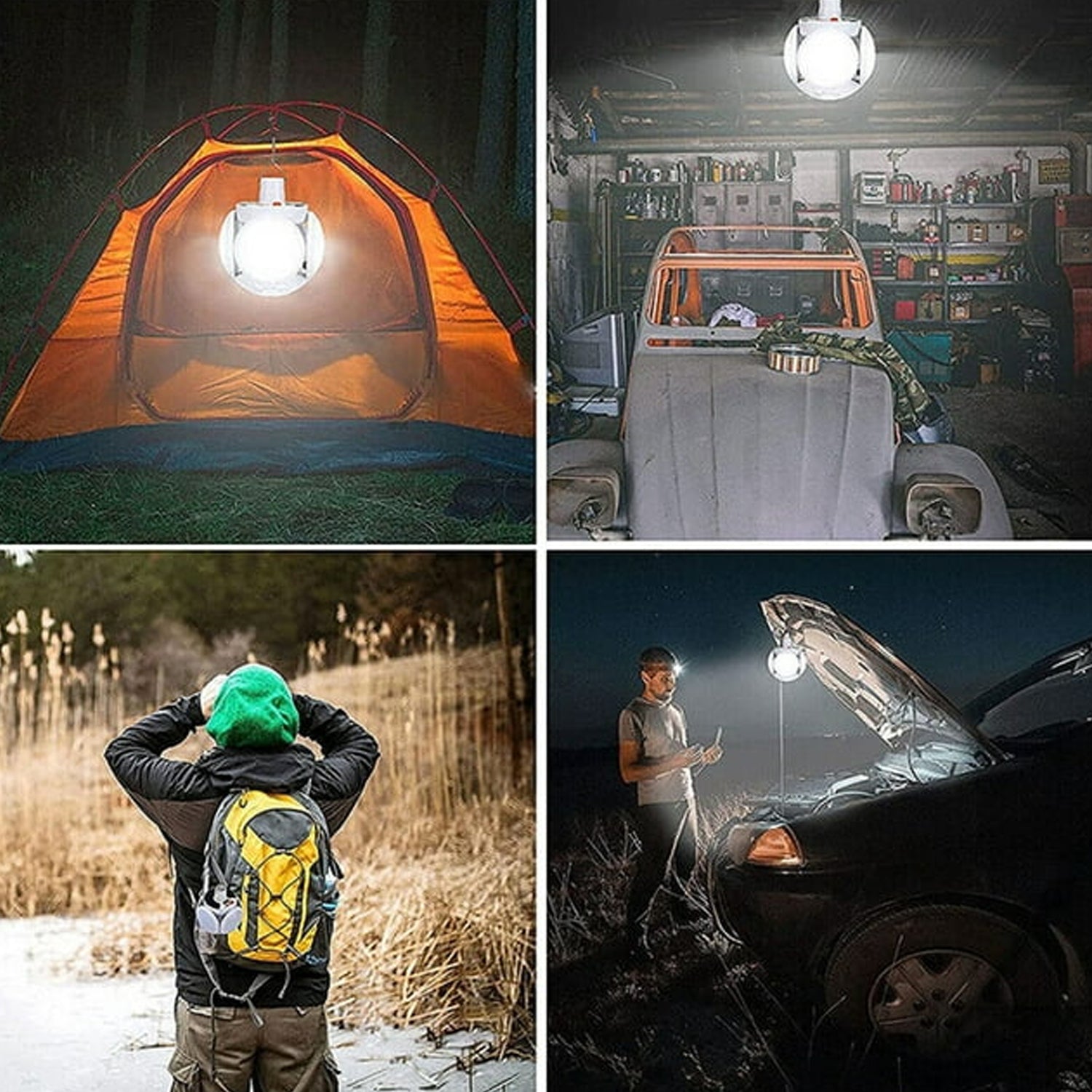 Solar Multi-Functional Emergency LED Light Bulb with USB Charging, LED camping lamp, camping lamp, USB rechargeable, 5 brightness light modes, foldable camping light, SOS IP65 waterproof camping light, blackout emergency equipment, camping gadgets - mihikart.com