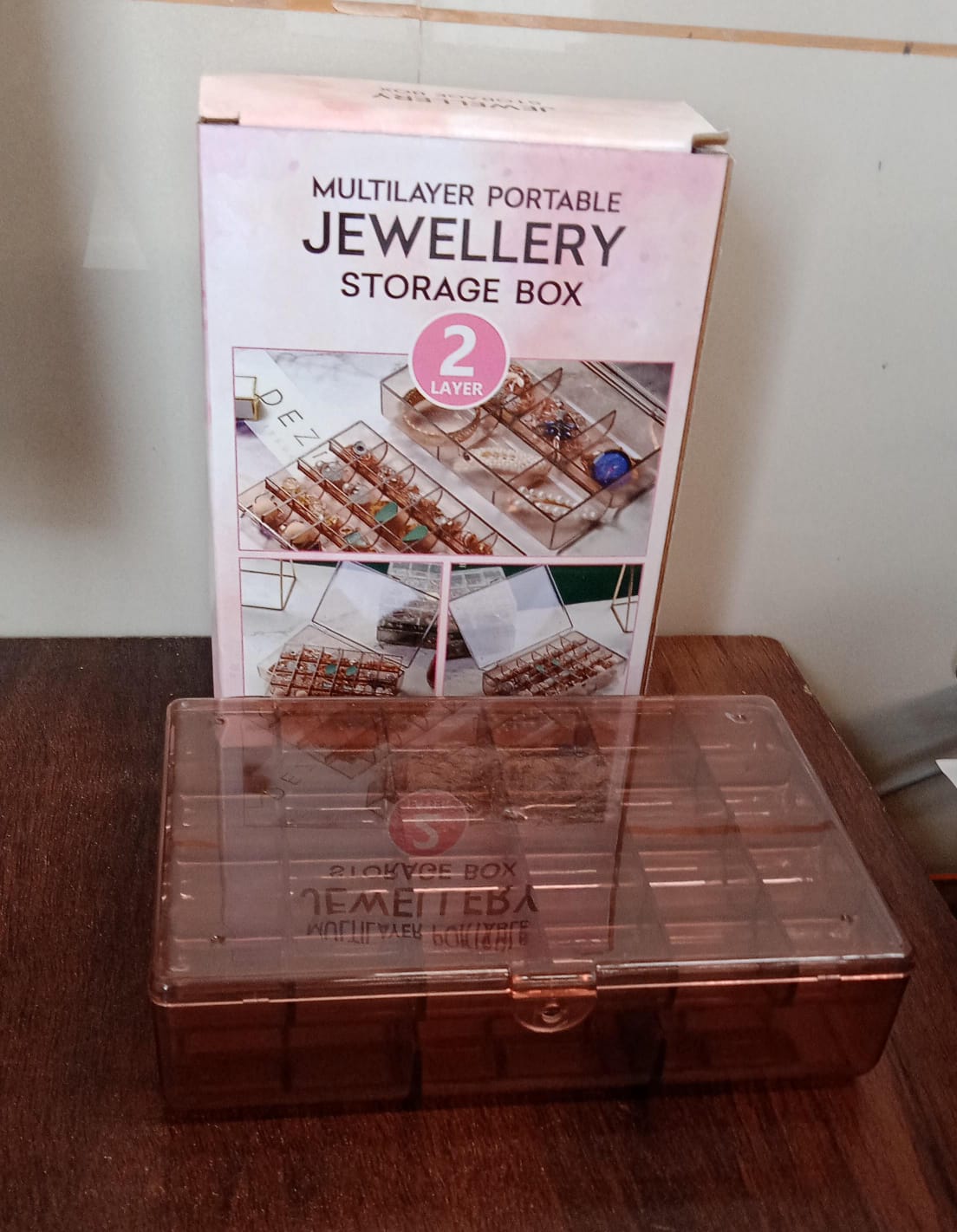 2 layer Acrylic Jewelry Storage Box Dustproof Earring Box, Storage Box Portable Nail Art Storage Case, 24-Grid Small and 6-Grid Big case Makeup Vanity Box (1 Pc / 30 Compartment) - mihikart.com Home Improvement
