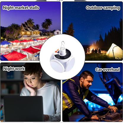 Solar Multi-Functional Emergency LED Light Bulb with USB Charging, LED camping lamp, camping lamp, USB rechargeable, 5 brightness light modes, foldable camping light, SOS IP65 waterproof camping light, blackout emergency equipment, camping gadgets - mihikart.com