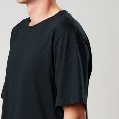 100% Cotton Oversize BIO-WASH T-shirt - Black - mihikart.com left side view