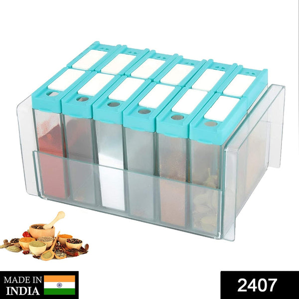 Plastic Spice Jars Dispenser Masala Rack Easy Flow Storage