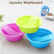 Plastic washing bucket with built-in container for laundry