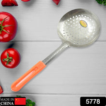 Colander Spoon, Non Slip Hand Polished Thickened Hot Pot Spoon for Kitchen for Restaurant, Stainless Steel Cooking Colander Skimmer Slotted Spoon Kitchen Strainer Ladle with Long Handle for Kitchen Cooking Baking (35 Cm)