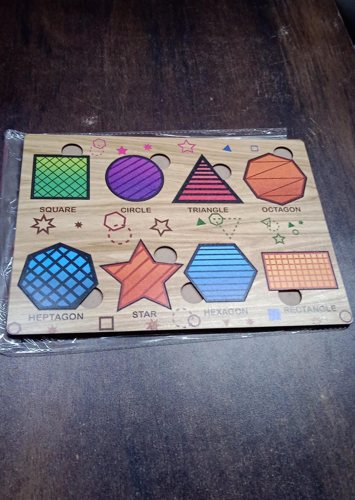 Wooden Triangles Puzzle Learning Educational Board (1 Set / 28×20 Cm) - mihikart.com Toys & Games