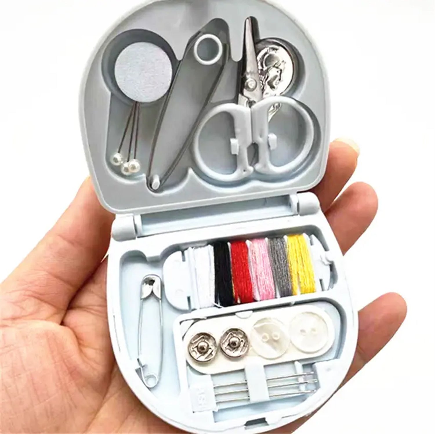 Mini Travel Sewing Kit DIY Sewing Portable Sewing Tool Kits Plastic Sewing Kit Box Beginner Friendly Emergency Sewing Repair Kit with Threads Scissors Hand Sewing Needles Mihikart