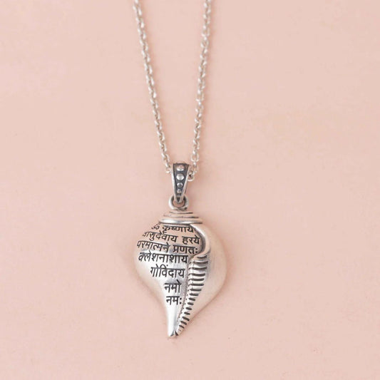 Shri Krishna Shankha Pendant with Chain - mihikart.com