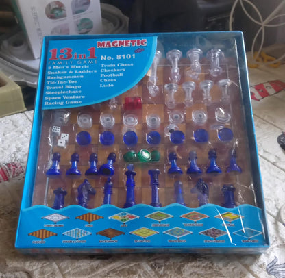 13 in 1 Family Board Game Chess, Snakes & Ladders, Ludo, Tic-Tac-Toe, Checkers, Travel Bingo, Football, Space Venture, Steeplechase Set for Kids Mihikart