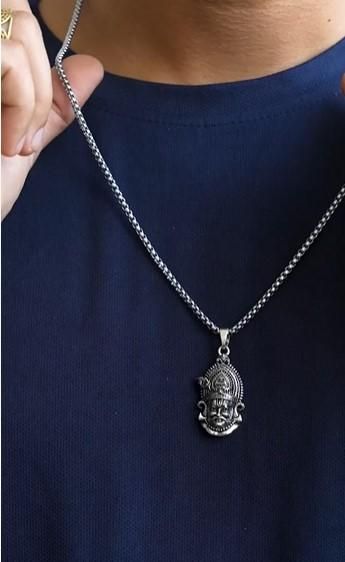 Person wearing the Shri Khatu Shyam Ji Maharaj Pendant with Chain.