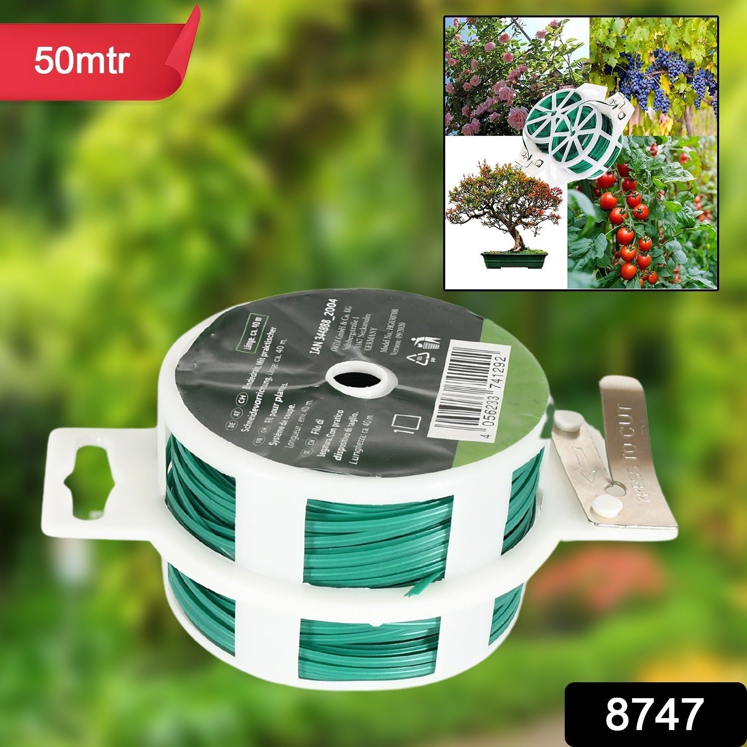 Garden Wire, Sturdy Plant Ties for Support, Garden Ties with Cutter for Tomatoes Vines, Plant Wire Tie Wire for Indoor, Outdoor, Home and Office Use (50 Mtr) Mihikart