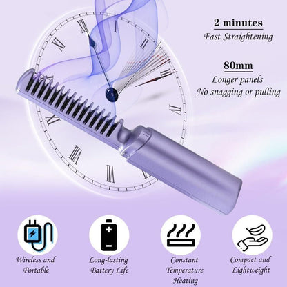 Meneflix Portable Mini Hair Straightener Cordless Rechargeable Mini Adjustable Hair Straightener Hot Comb 5bb8c4-09