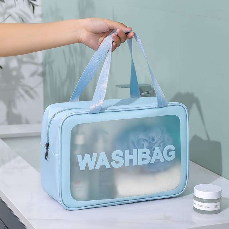 FLYNGO Clear Makeup Pouch Set, Cosmetic Organizer Bag for Women and Girls Travel Waterproof Toiletry Storage Kit (Set of 3 Beige) mihikart.com
