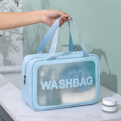 FLYNGO Clear Makeup Pouch Set, Cosmetic Organizer Bag for Women and Girls Travel Waterproof Toiletry Storage Kit (Set of 3 Beige) mihikart.com