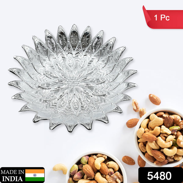 Traditional serving tray with plastic silver finish