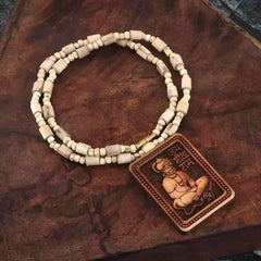 Original & Natural Wood Tulsi Kanthi Mala With Hanuman ji Locket Pendant (Pack of 2) - mihikart.com Clothing & Accessories
