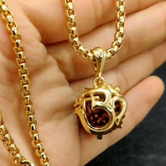 Om Rudraksha Pendant With Chain Mihikart-01