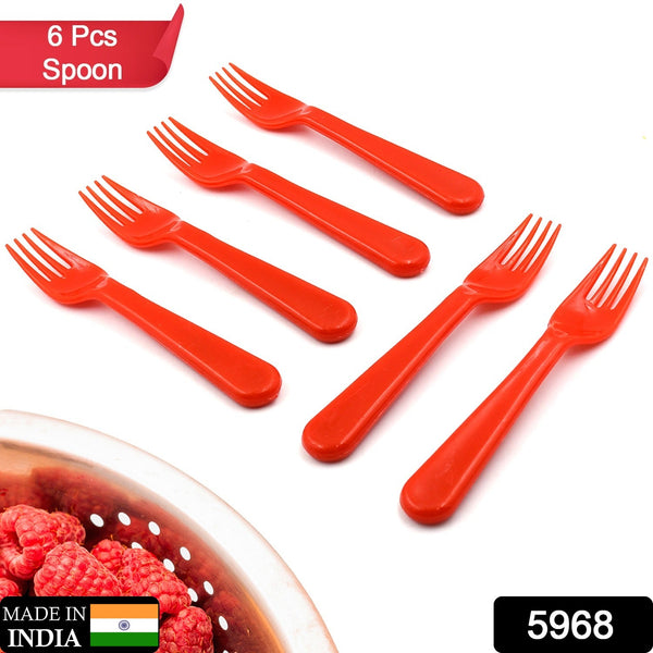 Colorful fruit fork and spoon set.