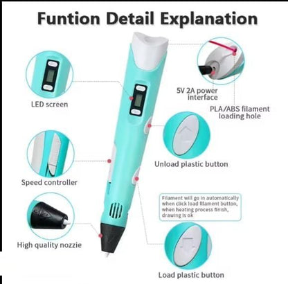 3D Printer Pen for Kids ? Complete 3D Drawing Pen Set with PLA Filament (Random Color)� - mihikart.com 