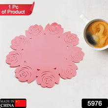 5976 Kitchen Gadget Accessories Plate Cup Mat Rose, Simple Circular Coasters for Kitchen Cafe Restaurant, Place mats for Dining Table, Coasters, Tabletop Protection, Anti-Scald Easy to clean (1 Pc)