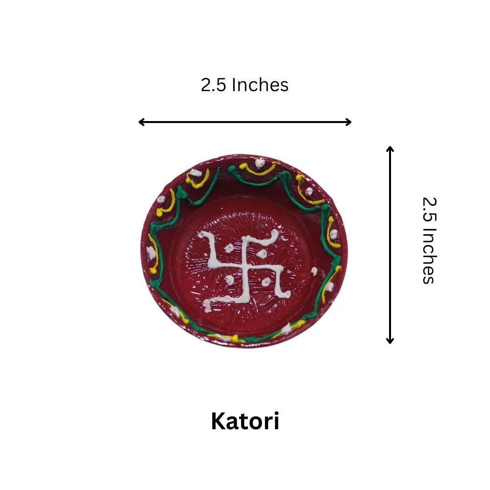 Mihikart Handmade Decorative Pooja Thali Swastik Design, Puja Plate, Karwachauth Thali Set, Diwali Gift Items, Decorative Items for Pooja, Aarti Thali Decorative - 11 inches Mihikart-01