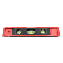 Small spirit level tool with three bubbles for precise leveling.