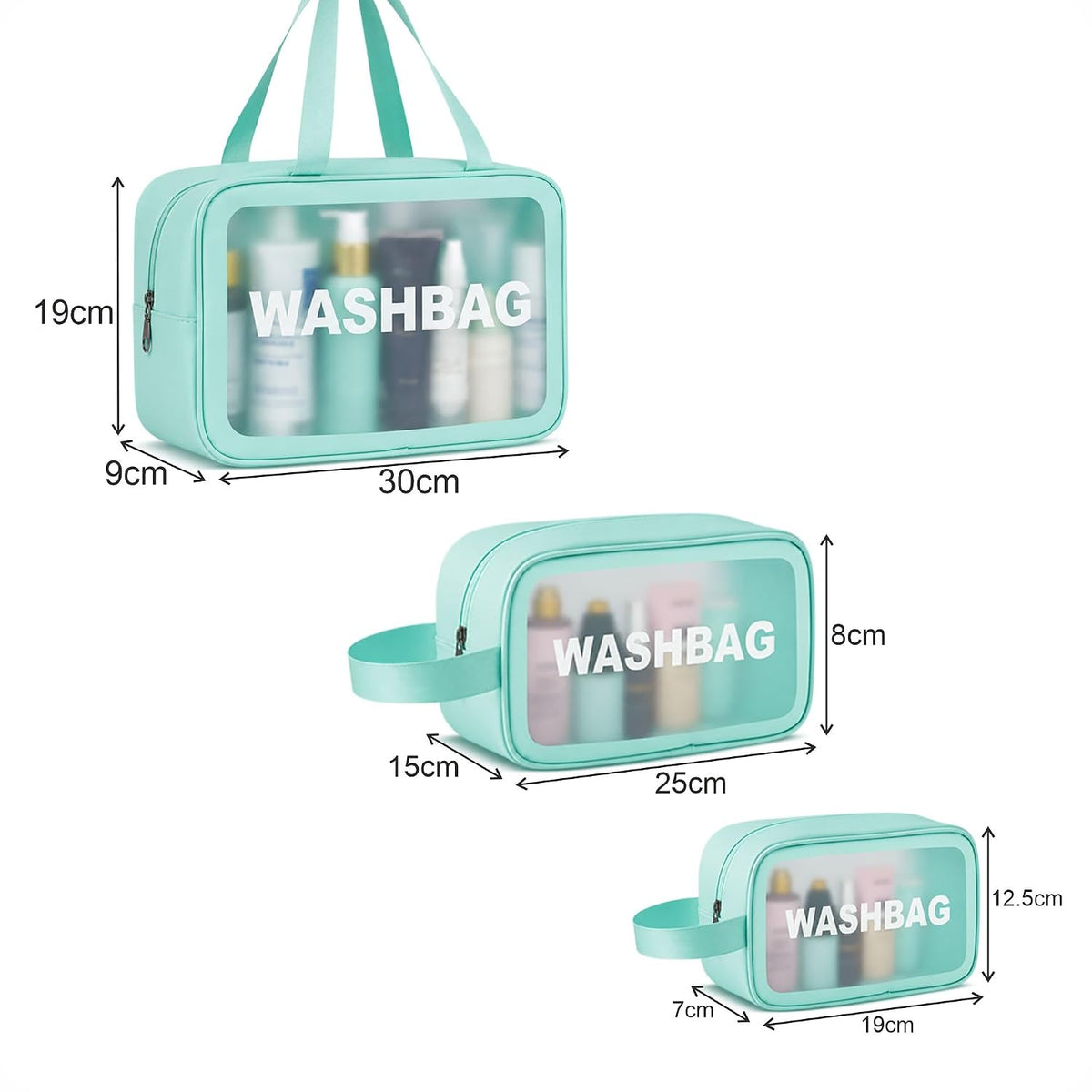 FLYNGO Clear Makeup Pouch Set, Cosmetic Organizer Bag for Women and Girls Travel Waterproof Toiletry Storage Kit (Set of 3 Beige) mihikart.com