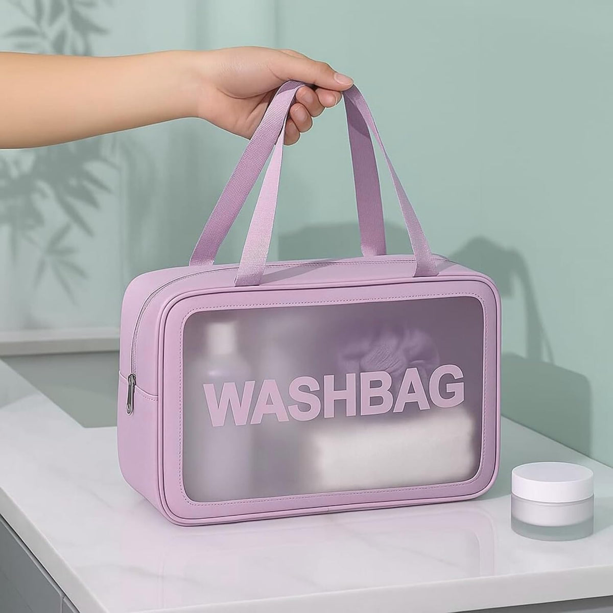 FLYNGO Clear Makeup Pouch Set, Cosmetic Organizer Bag for Women and Girls Travel Waterproof Toiletry Storage Kit (Set of 3 Beige) mihikart.com