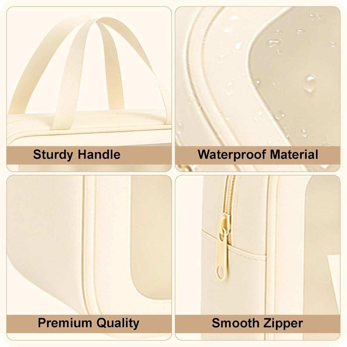 FLYNGO Clear Makeup Pouch Set, Cosmetic Organizer Bag for Women and Girls Travel Waterproof Toiletry Storage Kit (Set of 3 Beige) mihikart.com