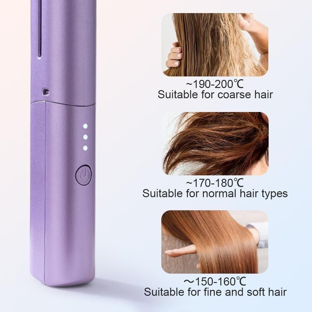 Meneflix Portable Mini Hair Straightener Cordless Rechargeable Mini Adjustable Hair Straightener Hot Comb 5bb8c4-09