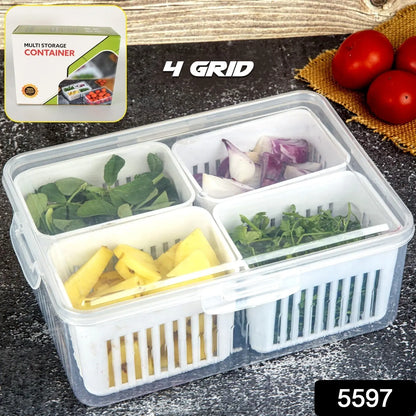 Fridge Storage Boxes Freezer Storage Containers, Container for Kitchen Storage Set, Storage in Kitchen, Vegetable Storage, Draining Crisper Refrigerator Food Box (1 Pc) Mihikart