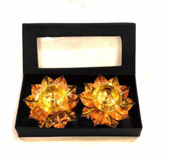 eCraftIndia Set of 2 Floral Shape Metal Diya