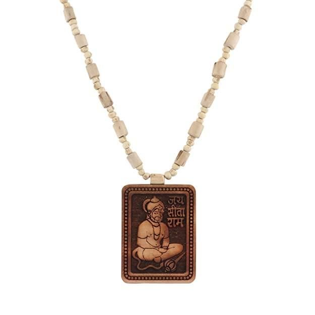 Original & Natural Wood Tulsi Kanthi Mala With Hanuman ji Locket Pendant (Pack of 2) - mihikart.com Clothing & Accessories