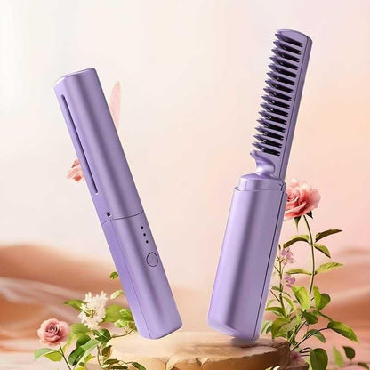 Meneflix Portable Mini Hair Straightener Cordless Rechargeable Mini Adjustable Hair Straightener Hot Comb 5bb8c4-09
