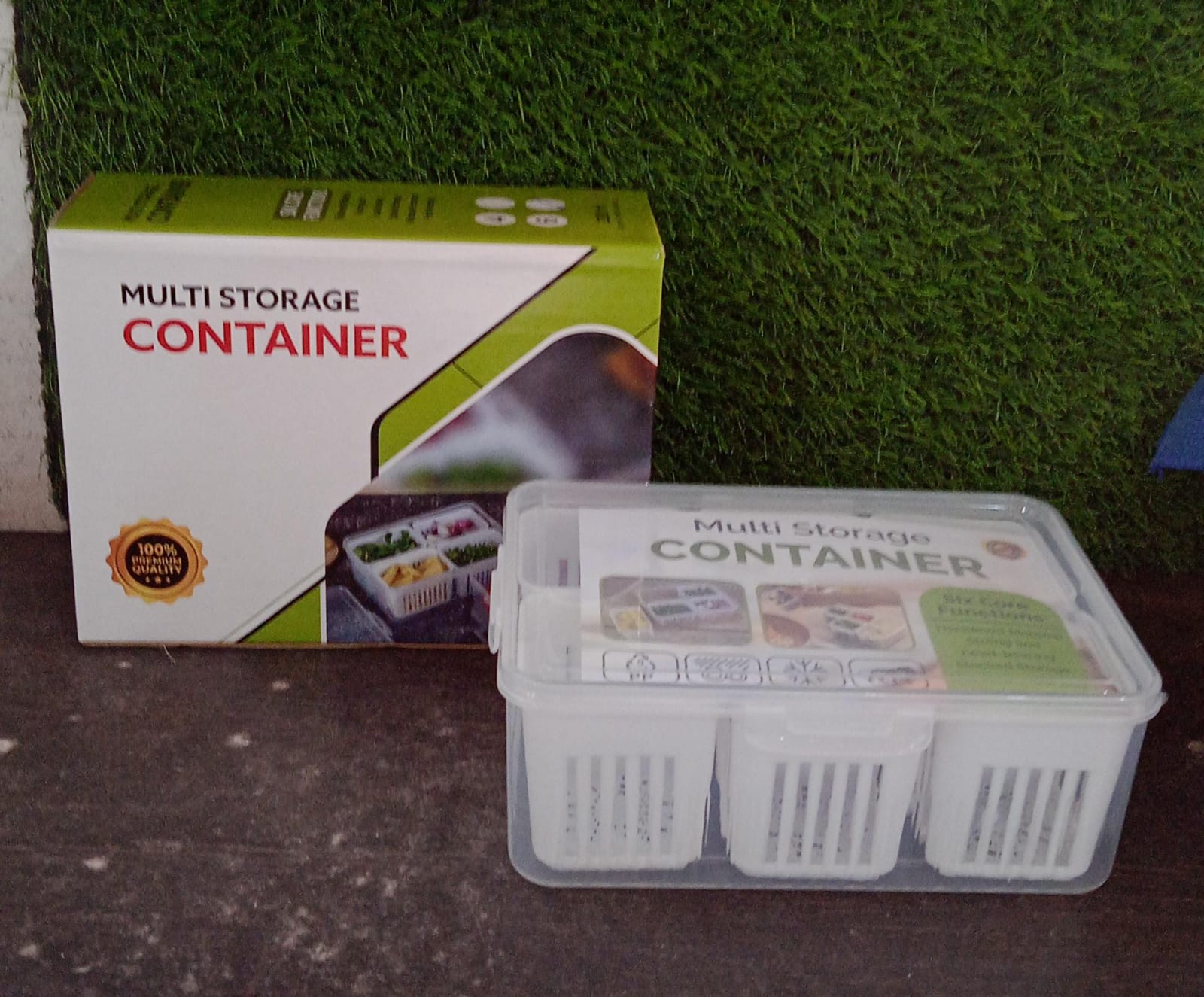Fridge Storage Boxes Freezer Storage Containers, Container for Kitchen Storage Set, Storage in Kitchen, Vegetable Storage, Draining Crisper Refrigerator Food Box (1 Pc) Mihikart