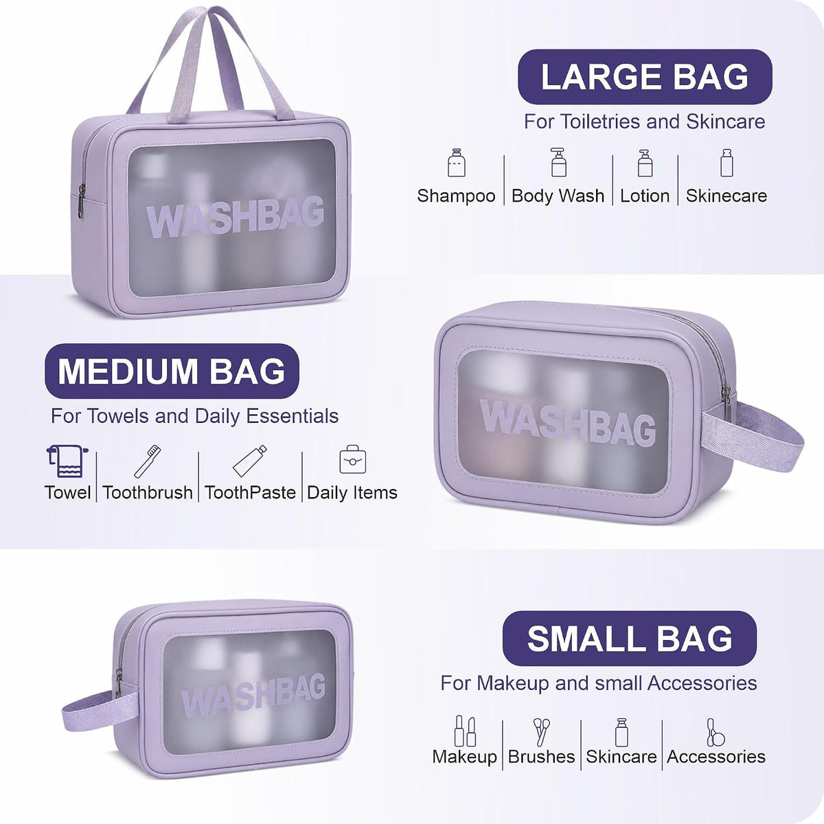 FLYNGO Clear Makeup Pouch Set, Cosmetic Organizer Bag for Women and Girls Travel Waterproof Toiletry Storage Kit (Set of 3 Beige) mihikart.com